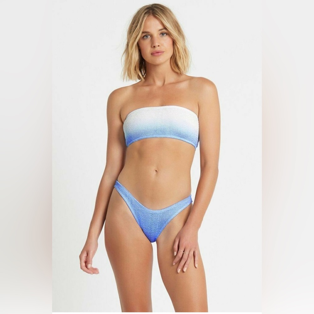 BOUND by BOND-EYE LAKE BLUE OMBRE 'THE SIERRA' BANDEAU BIKINI SET (O/S) NWT